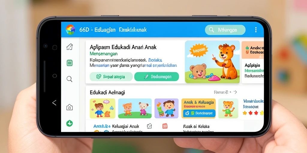 Tampilan antarmuka aplikasi 66D yang interaktif dan ramah anak.