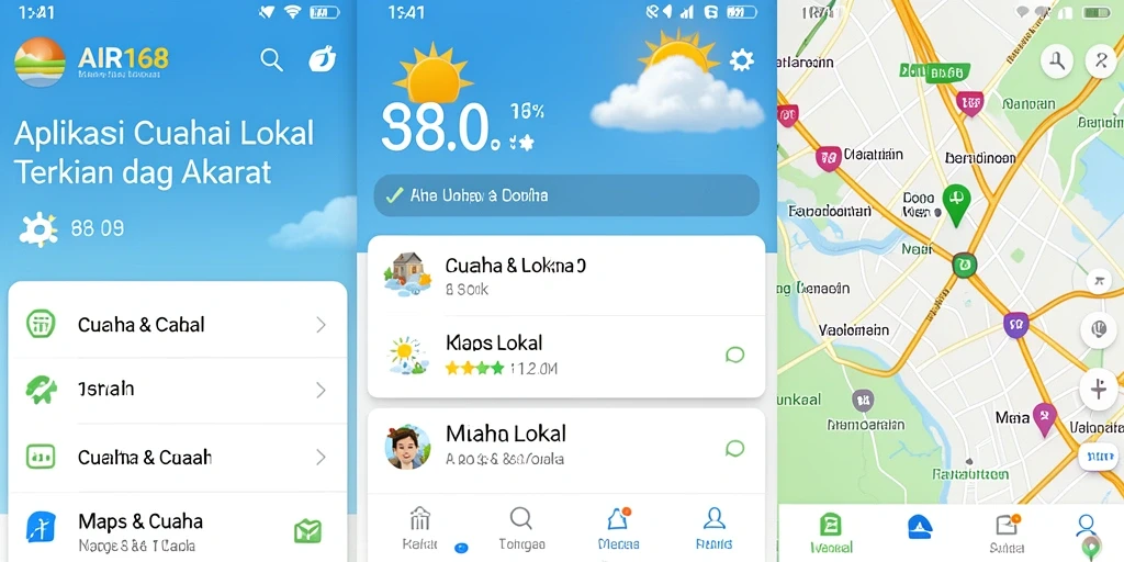 Tampilan antarmuka <strong>AIR168</strong> yang menawan dan informatif untuk kondisi cuaca lokal.