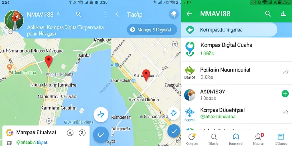 Antarmuka aplikasi AMAVI88 menampilkan kompas digital yang akurat.