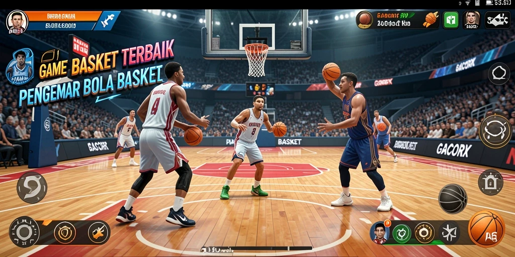 Tampilan antarmuka GACORX yang menarik saat bermain basket.