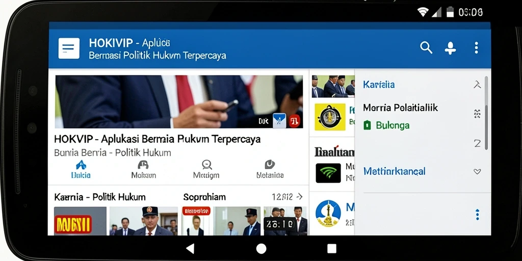 Antarmuka aplikasi HOKIVIP dengan berita politik hukum