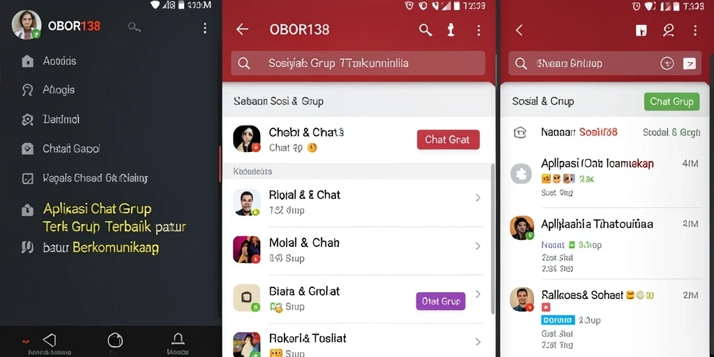 Antarmuka OBOR138 yang menarik dan user-friendly untuk Chat Grup.